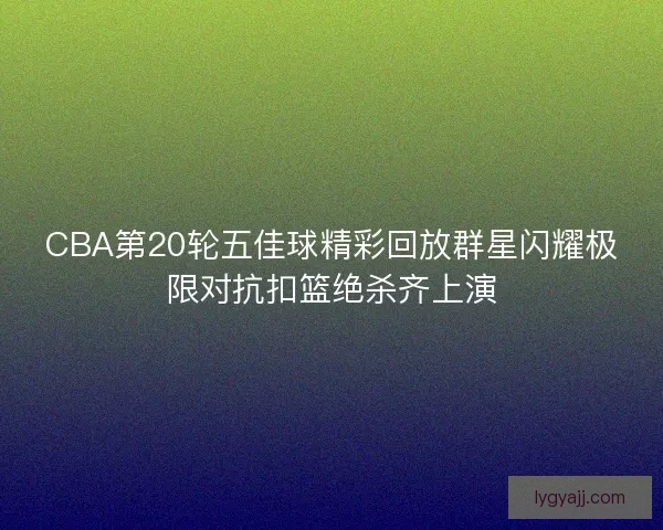 CBA第20轮五佳球精彩回放群星闪耀极限对抗扣篮绝杀齐上演